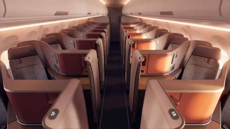 Qantas A321XLR Business Class Cabin New Qantas A321XLR Business Class cabin with lie-flat seats